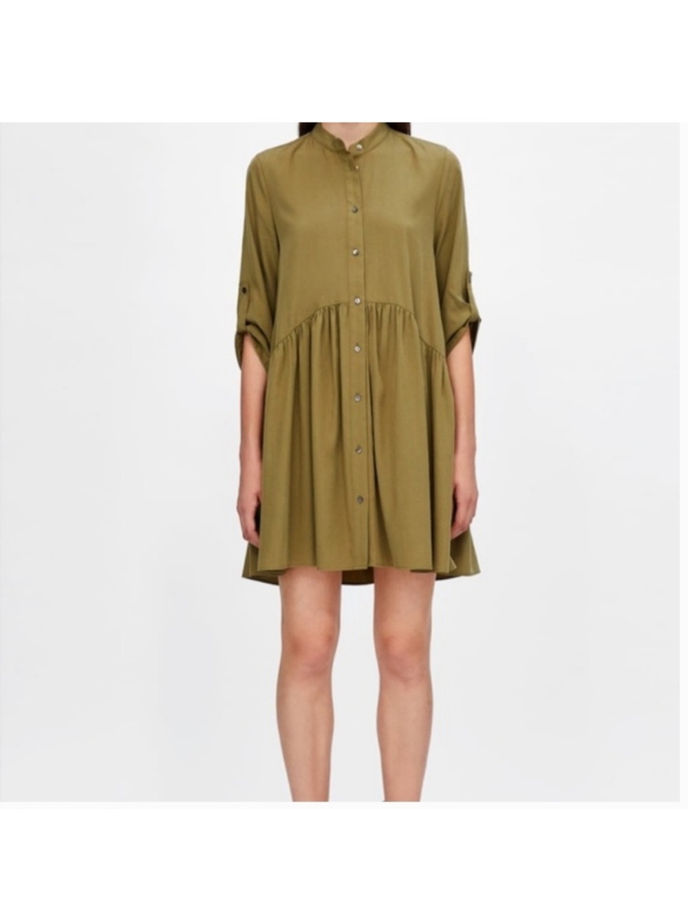 Zara Olive Button-Front Mini Dress XXL